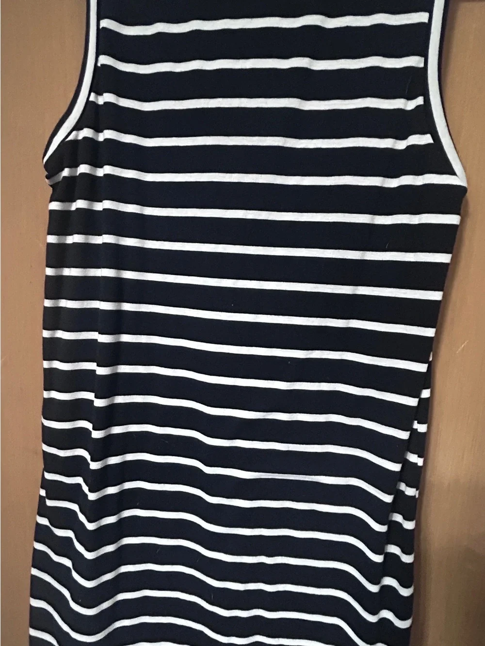 Sleeveless Black and White Striped Women's Tank Dress